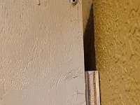 2022-03-21 08.49.12  French Cleat.  The top piece of plywood is attached to the back of the can dispenser.  The bottom part is screwed into the studs behind the drywall.  Use a LOT of screws as this dispenser can easily top 300 Lbs when fully loaded.  Note how the beveled parts &#34;mate&#34;, forming a nearly indestructable, gravity held joint.